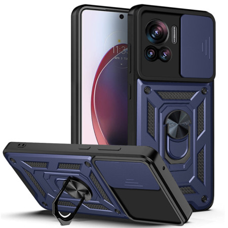Husa pentru Motorola Edge 30 Ultra, Slide si Snap, Magnetic Ring, Blue