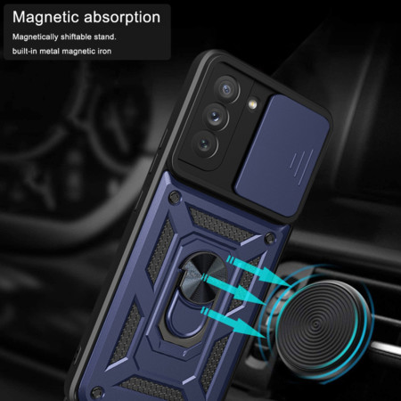 Husa pentru Samsung Galaxy S21 5G, Magnetic Ring, CamShield, Blue