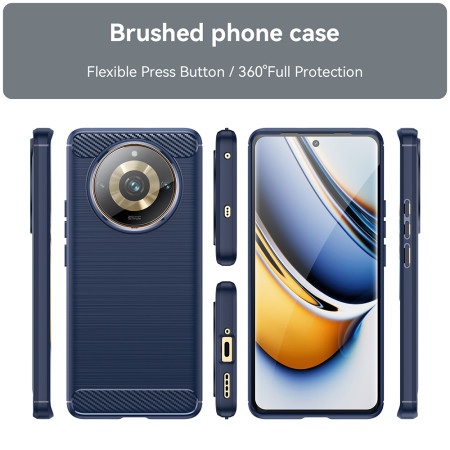 Husa Carbon pentru Realme 11 Pro / 11 Pro+, Tech Protects, Blue