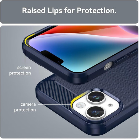 Husa Carbon pentru iPhone 14, Tech Protects, Blue