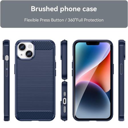 Husa Carbon pentru iPhone 14, Tech Protects, Blue