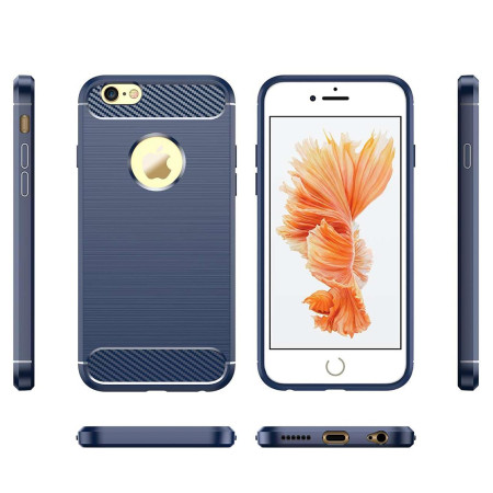 Husa Carbon pentru iPhone 6 Plus/ 6s Plus, Tech Protects, Blue