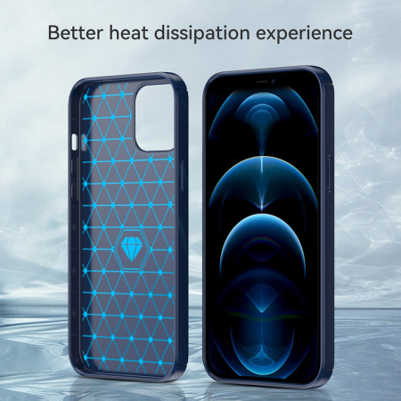 Husa Carbon pentru iPhone 12 Pro Max, Tech Protects, Blue