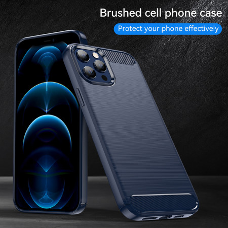 Husa Carbon pentru iPhone 12 Pro Max, Tech Protects, Blue