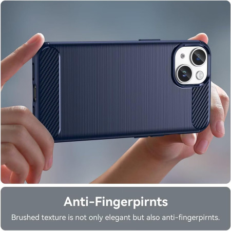 Husa Carbon pentru iPhone 15 Plus, Tech Protects, Blue