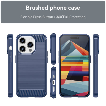 Husa Carbon pentru iPhone 15 Pro Max, Tech Protects, Blue