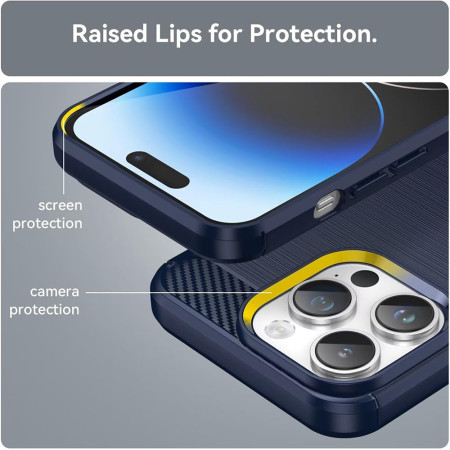 Husa Carbon pentru iPhone XR, Tech Protects, Blue