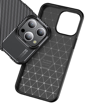 Husa pentru iPhone 14 Pro Max, CarbonFiber, Premium, Black