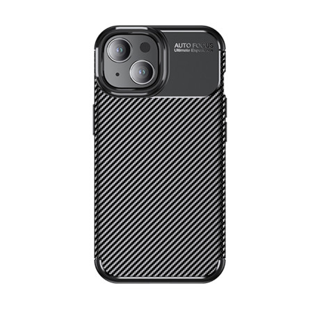 Husa pentru iPhone 14, CarbonFiber, Premium, Black