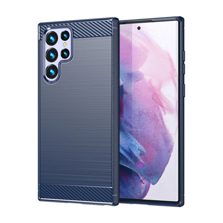 Husa Carbon pentru Samsung Galaxy S22 Ultra 5G, Tech Protects, Blue