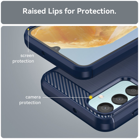 Husa Carbon pentru Samsung Galaxy M15, Tech Protects, Blue