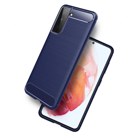 Husa Carbon pentru Samsung Galaxy S21 5G, Tech Protects, Blue