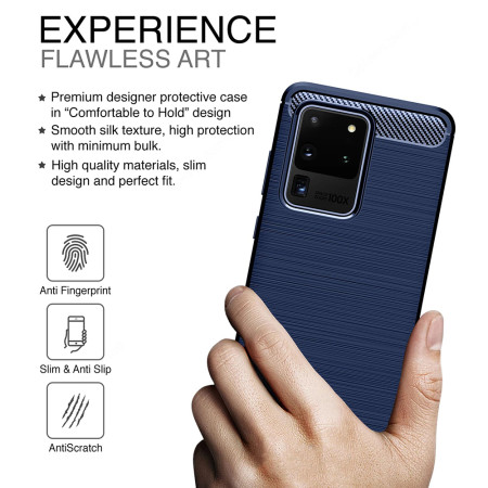 Husa Carbon pentru Samsung Galaxy S20 Plus 4G / S20 Plus 5G, Tech Protects, Blue