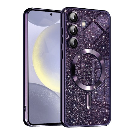 Husa pentru Samsung Galaxy S25 Plus, Glitter MagSafe, Atasare Magnetica, Deep Purple