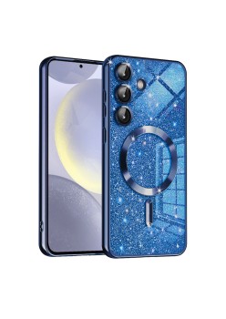 Husa pentru Samsung Galaxy S25, Glitter MagSafe, Atasare Magnetica, Deep Blue