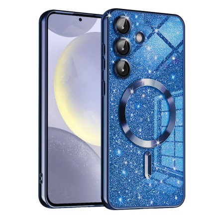 Husa pentru Samsung Galaxy S25, Glitter MagSafe, Atasare Magnetica, Deep Blue