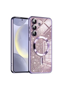 Husa pentru Samsung Galaxy S25, Glitter MagSafe, Atasare Magnetica, Light Purple