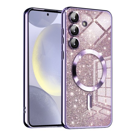 Husa pentru Samsung Galaxy S25, Glitter MagSafe, Atasare Magnetica, Light Purple