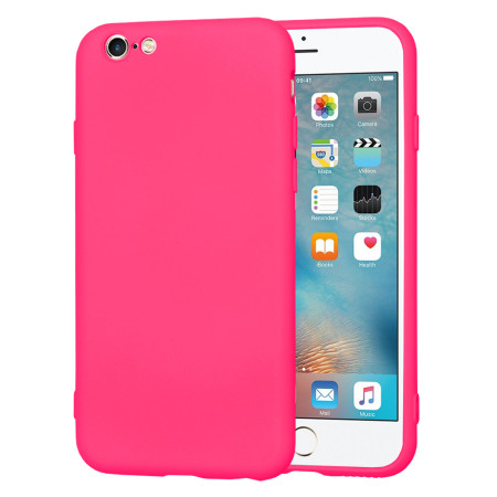 Husa Premium din Silicon pentru iPhone 6/ 6S - SoftFlex, Microfibra, Hot Pink