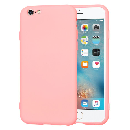 Husa Premium din Silicon pentru iPhone 6/ 6S - SoftFlex, Microfibra, Chalk Pink