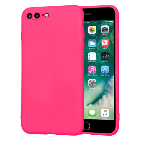 Husa Premium din Silicon pentru iPhone 7 Plus / 8 Plus - SoftFlex, Microfibra, Hot Pink