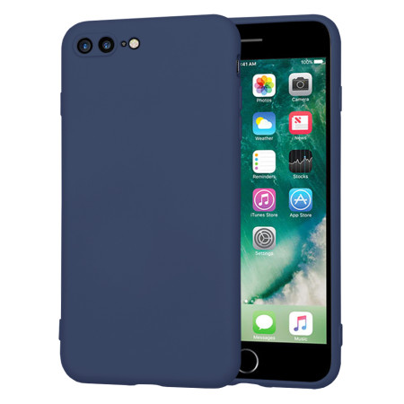 Husa Premium din Silicon pentru iPhone 7 Plus / 8 Plus - SoftFlex, Microfibra, Navy Blue