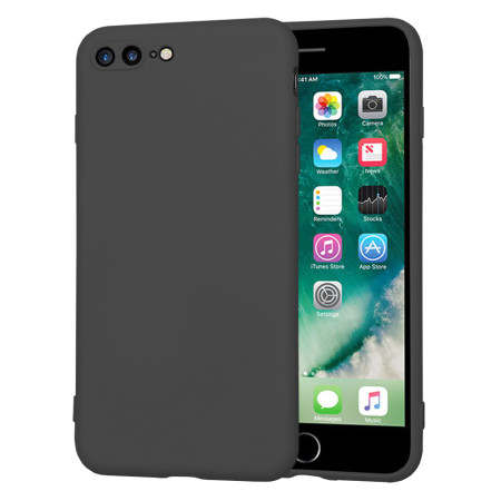 Husa Premium din Silicon pentru iPhone 7 Plus / 8 Plus - SoftFlex, Microfibra, Black