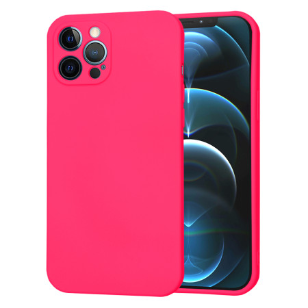 Husa Premium din Silicon pentru iPhone 12 Pro Max - SoftFlex, Microfibra,  Hot Pink