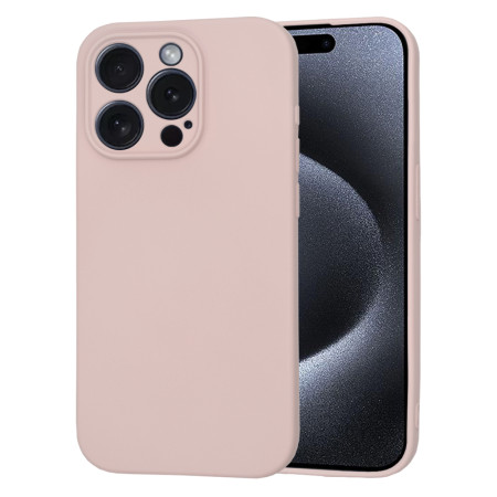 Husa Premium din Silicon pentru iPhone 15 Pro - SoftFlex, Microfibra, Pink Sand
