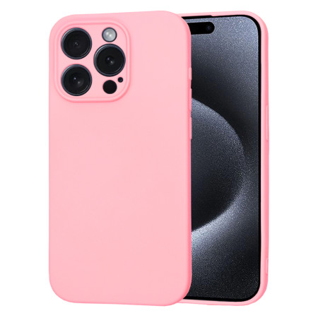 Husa Premium din Silicon pentru iPhone 15 Pro - SoftFlex, Microfibra, Chalk Pink