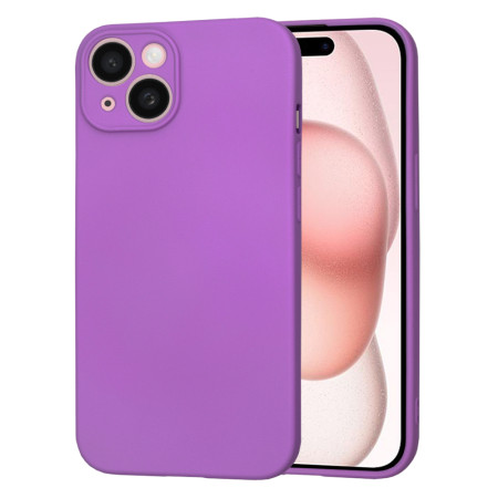 Husa Premium din Silicon pentru iPhone 15 - SoftFlex, Microfibra, Purple