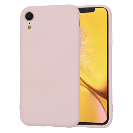 Husa Premium din Silicon pentru iPhone XR - SoftFlex, Microfibra, Pink Sand