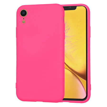 Husa Premium din Silicon pentru iPhone XR - SoftFlex, Microfibra, Hot Pink