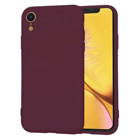 Husa Premium din Silicon pentru iPhone XR - SoftFlex, Microfibra, Plum Red