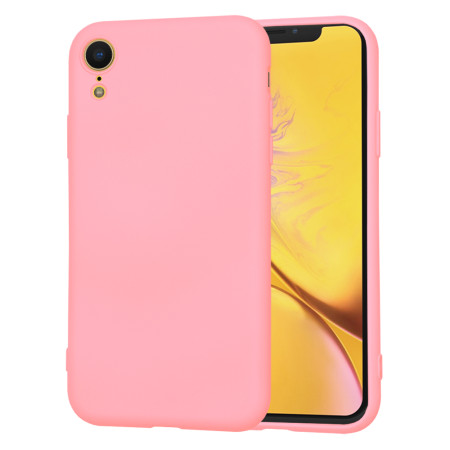 Husa Premium din Silicon pentru iPhone XR - SoftFlex, Microfibra, Chalk Pink