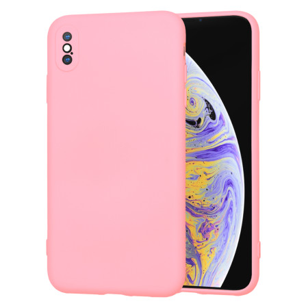 Husa Premium din Silicon pentru iPhone XS Max - SoftFlex, Microfibra, Chalk Pink