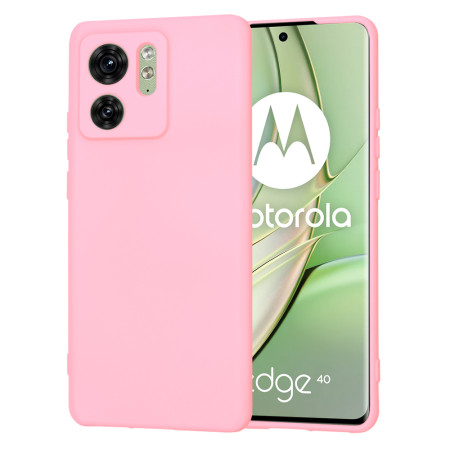 Husa Premium din Silicon pentru Motorola Edge 40 / Edge (2023) - SoftFlex, Microfibra, Chalk Pink