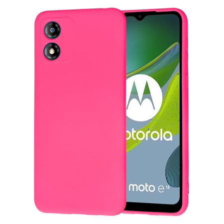 Husa Premium din Silicon pentru Motorola Moto E13 - SoftFlex, Microfibra, Hot Pink