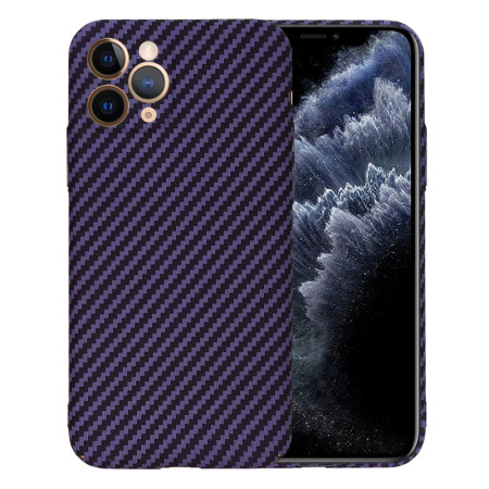 Husa Slim Carbon pentru iPhone 11 Pro - Protectie Premium FiberShell, Purple