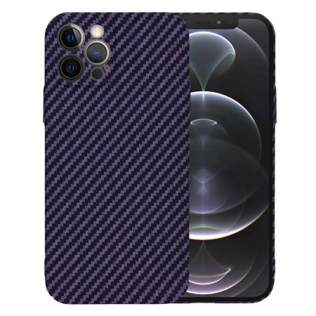 Husa Slim Carbon pentru iPhone 12 Pro - Protectie Premium FiberShell, Purple