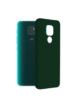 Husa Soft Edge compatibila cu Motorola Moto G9 Play, Mata, Slim, interior microfibra, Dark Green