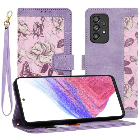 Husa FlipCraft pentru Samsung Galaxy A53 5G - Protectie 360, Design Floral, Mysterious Purple