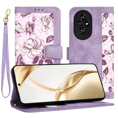 Husă FlipCraft pentru Honor 200 - Protecție 360°, Design Floral, Mysterious Purple