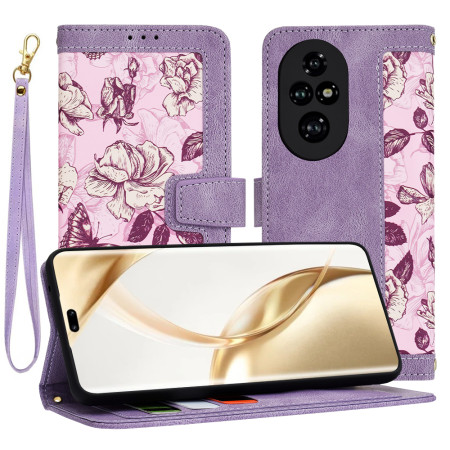 Husă FlipCraft pentru Honor 200 Pro - Protecție 360, Design Floral, Mysterious Purple