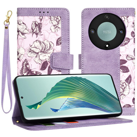 Husa FlipCraft pentru Honor Magic5 Lite - Protectie 360, Design Floral, Mysterious Purple