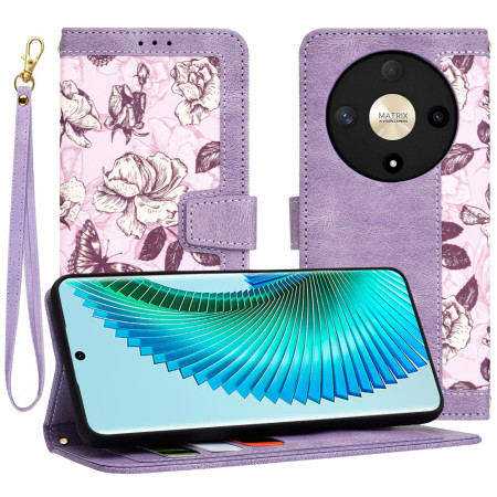 Husă FlipCraft pentru Honor Magic6 Lite - Protecție 360, Design Floral, Mysterious Purple