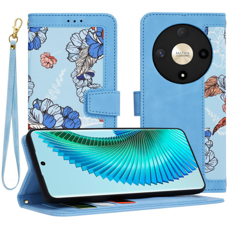 Husă FlipCraft pentru Honor Magic6 Lite - Protecție 360, Design Floral, Vibrant Blue