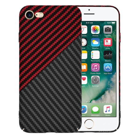 Husa Slim Carbon pentru iPhone 7 / 8 / SE 2, SE 2020 / SE 3, SE 2022 - Protectie Premium FiberShell, Red Vortex