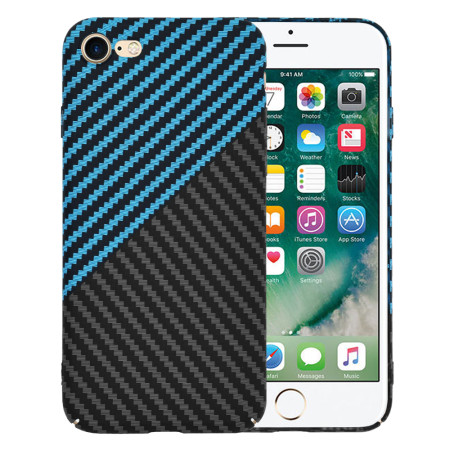 Husa Slim Carbon pentru iPhone 7 / 8 / SE 2, SE 2020 / SE 3, SE 2022 - Protectie Premium FiberShell, Blue Pulse