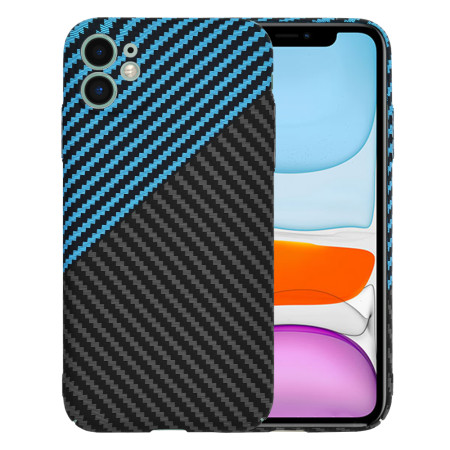 Husa Slim Carbon pentru iPhone 11 - Protectie Premium FiberShell, Blue Pulse